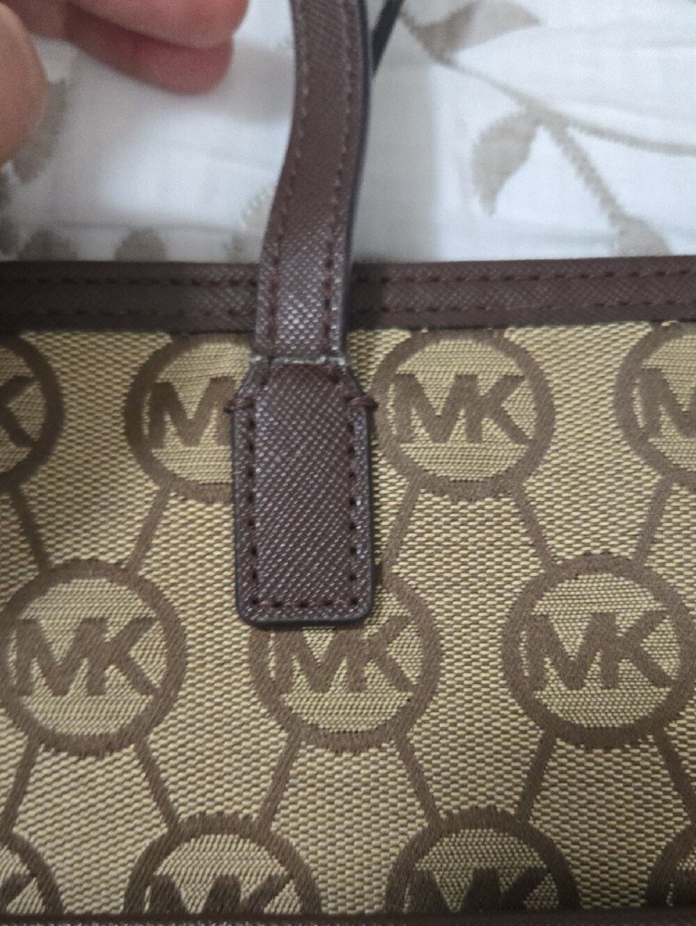 Michael Kors Brown and Beige MK Monogram Tote - Picture 3 of 13